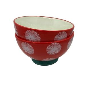 The Pioneer Woman Flea Market Starburst Red Footed Soup/Cereal Bowls, Set of 2